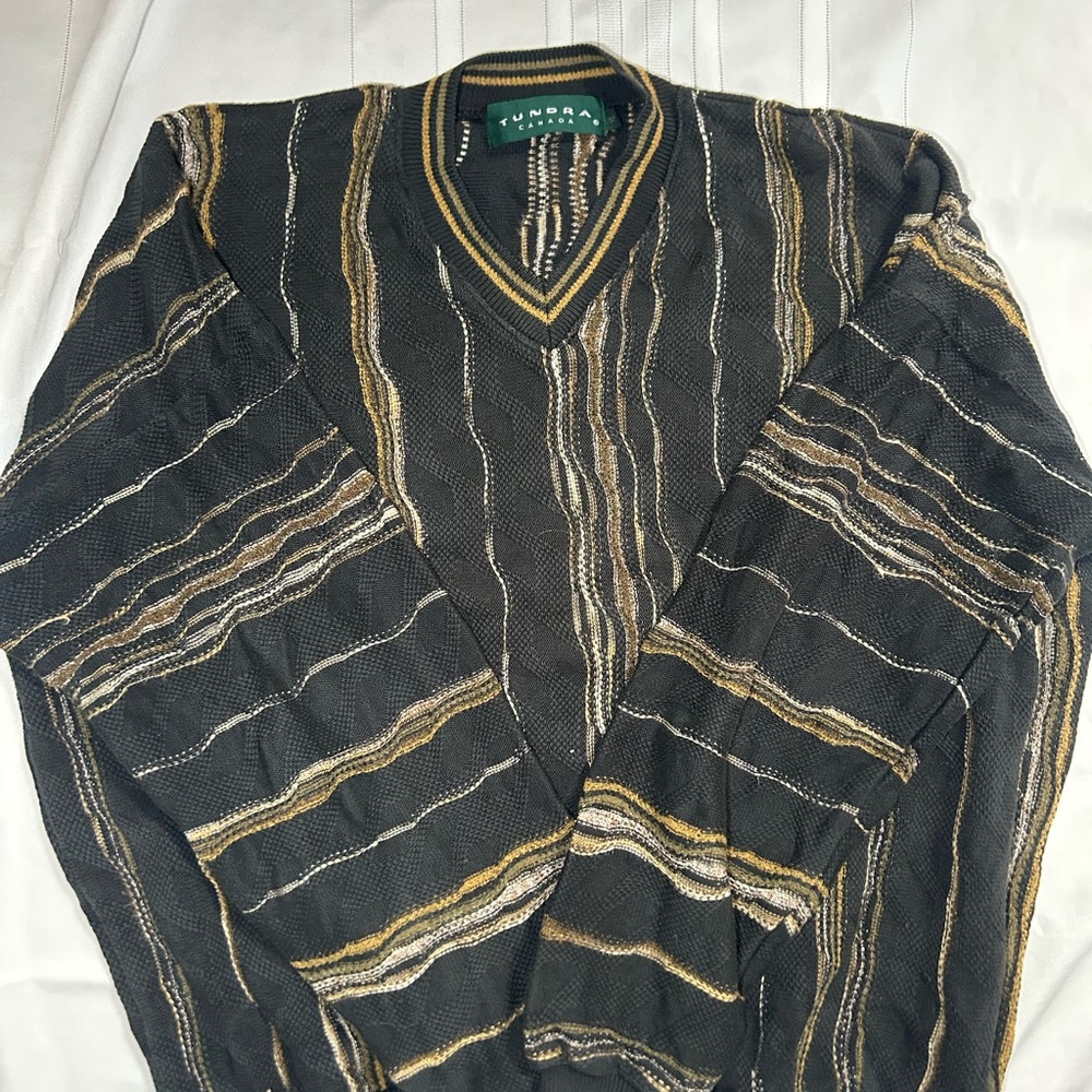 Tundra coogi Black and Gold V-Neck Sweater